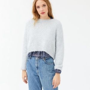 URBAN OUTFITTERS Elisabeth Sweater - ELISABETH SILVER SPARKLE CROP SWEATER